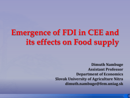 Emergence of FDI in CEE and its effects on Food supply Dimuth