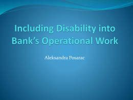 Mainstreaming Disability into Bank*s Work