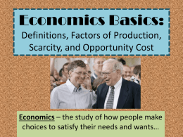 Definitions, Factors of Production