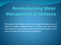 Water Scenario in Malaysia