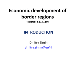 Introduction - economic development of border regions
