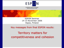 Key messages from Final ESPON results