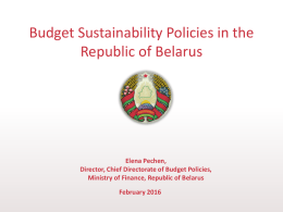 Budget Sustainability Policies in the Republic of Belarus