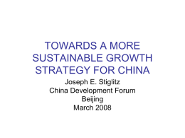 Towards a More Sustainable Growth Strategy for China