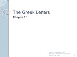 The Greek Letters - Banks and Markets