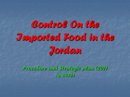 Control On the Imported Food in the Jordan