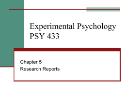 Experimental Psychology PSY 433