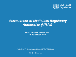 Assessment of Medicines Regulatory Authorities