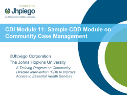 Sample CDD Module on Community Case