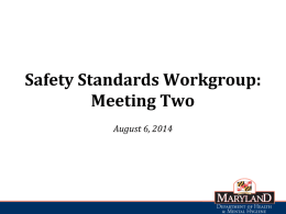 Safety Standards WG Meeting Two