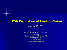 FDA Regulation of Product Claims