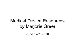 Medical Device Resources by Marjorie Greer