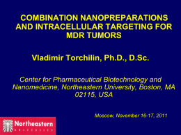 Combination Nanopreparations And Intracellular Targeting For Mdr