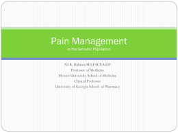 Pain Management in the Geriatric Population