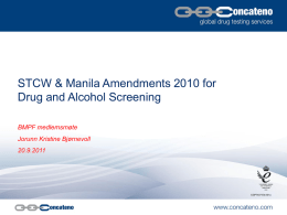 STCW & Manila Amendments 2010 for Drug and Alcohol Screening