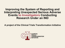 SAE Project Overview - Clinical Trials Transformation Initiative