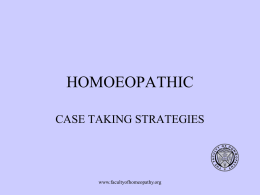 Case-Taking - Faculty of Homeopathy
