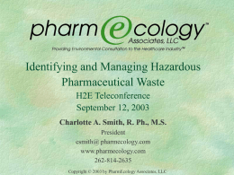 Identifying and Managing Hazardous Pharmaceutical Waste