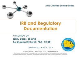 IRB and Regulatory Documentation