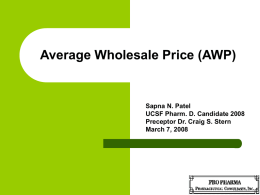 AWP - Pro Pharma Pharmaceutical Consultants, Inc