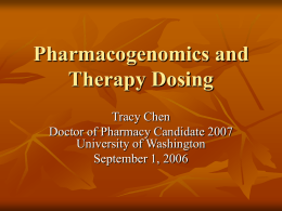 Pharmacogenomics and Therapy dosing