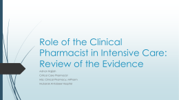 Clinical Pharmacy Services in Intensive Care