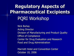 Regulatory Aspects of Pharmaceutical Excipients