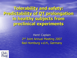 Tolerability and safety: Predictability of QT prolongation