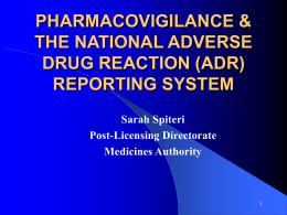 THE NATIONAL ADVERSE DRUG REACTION (ADR) REPORTING …
