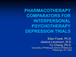 Low Intensity Comparators for Interpersonal Psychotherapy