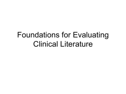Foundations for Evaluating Clinical Literature