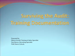 Surviving the Audit: Training Documentation
