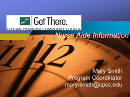 Nurse Aide Information - Central Piedmont Community College