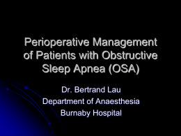 Perioperative Management of Patients with OSA