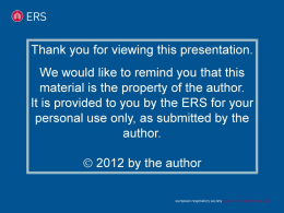 Diapositive 1 - The European Respiratory Society