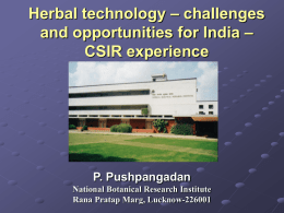Herbal technology – challenges and opportunities for India