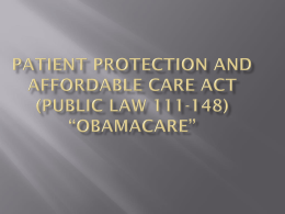 Patient Protection and Affordable Care Act (Public Law 111