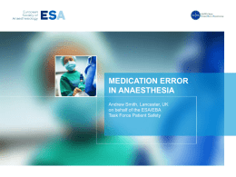 ESA Medication Error - European Society of Anaesthesiology