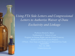 Using FTA Side Letters and Congressional Letters to