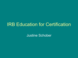 IRB Education for Certification