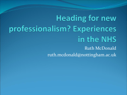Heading for new professionalism? Experiences in the NHS