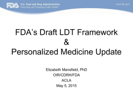 FDA’s Draft LDT Framework & Personalized Medicine Update