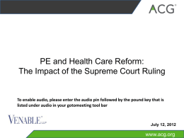 PE and Health Care Reform: The Impact of the Supreme Court