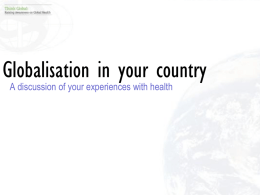 Introduction into global health issues - IFMSA
