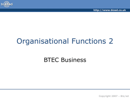 Organisational Functions 2 - PowerPoint Presentation