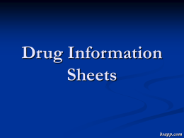 Drug Information Sheets - Sapp's Instructional Websites