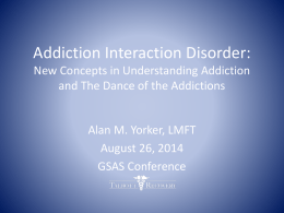 Addiction Interaction Disorder New Concepts in