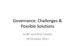 Governance: Challenges & Possible Solutions