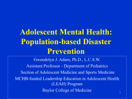 Adolescent Mental Health: Population