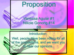 Proposition Vanessa Aguiar #1 Nikole Gonong #14 6B